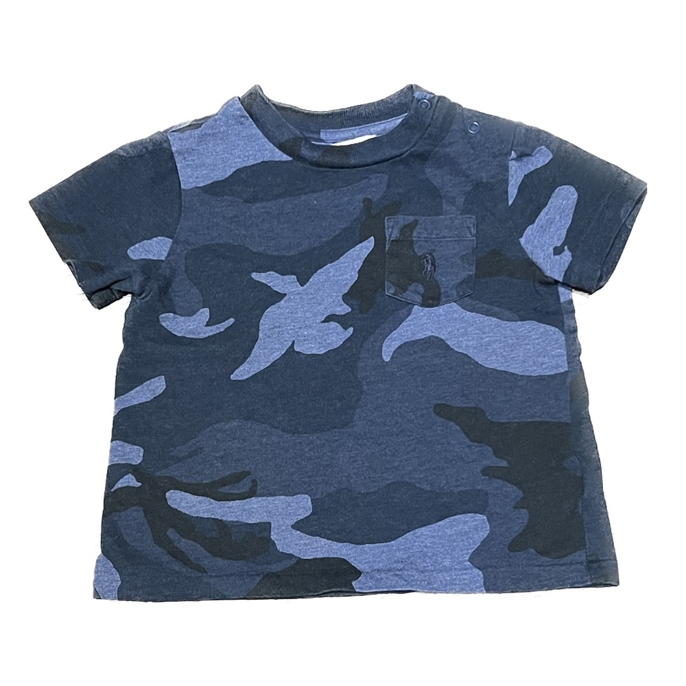 Ralph Lauren Polo Navy Blue Camo Camouflage Pocket Shirt Baby 9 Months